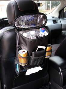 Multifunktionell väska för bilsätesryggen – Inkluderar isolerad kylväska, högdensitets oxfordtyg med aluminiumfoliefoder, flera förvaringsfickor, lätt att hänga på fram- eller baksätet, platsbesparande design, universell passform för SUV:ar, sedaner och minibussar, förvarings- och isoleringsväska för sätesryggen - En-Storlek - Visa 1