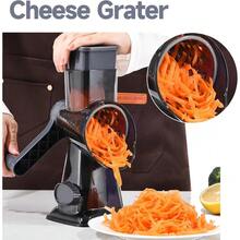 3-In-1 Rotary Food Processor - Manual Cheese Grater & Vegetable Slicer Set With Interchangeable Blades, Professional Grade For Kitchen/Restaurant, Effortless Shredding For Hard Cheese, Nuts, Chocolate Blocks - Dark Grey TSP - View 7