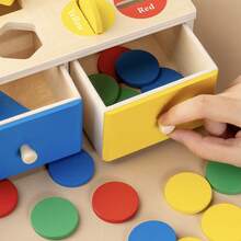 蒙特梭利几何形状分类盒、颜色识别教育认知匹配玩具、硬币收集学龄前学习工具