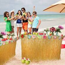 Table Grass Skirt For Hawaiian Hula Luau Party Decoration Table Decor Supplies(9ft)(1) - 1 - Xem 2