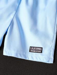 男童迷彩熊印花短袖T恤和短裤套装 - 藍色 - 查看 7