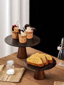 1pc Vintage DIY Assemble Cake Stand Wooden Tray, 7.87 Inch And 9.84 Inch, Wooden Tray With Base, Home Living Room Dessert Plate, Sweet Buffet Display Stand, Birthday Party Tall Mousse Cake Plate