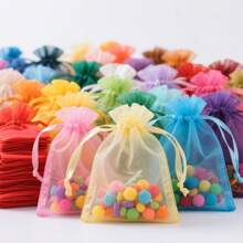 50/100个白色欧根纱礼品袋、餐具糖果袋、婚礼必需品礼品袋、万圣节和圣诞节家居用品包装袋