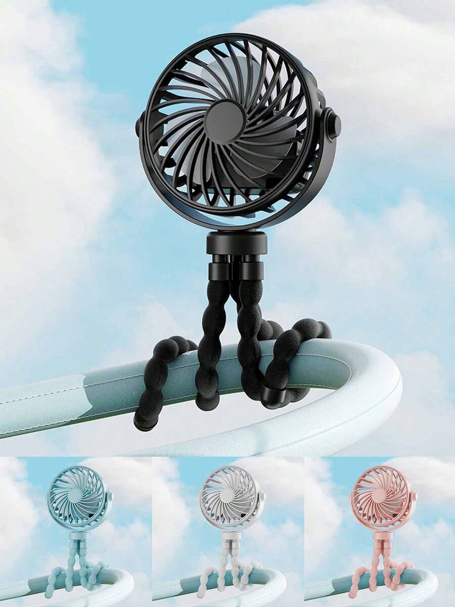 章鱼造型可变形夹式风扇，婴儿车风扇，高尔夫球车风扇，便携式夹式风扇，可充电，720°可调节，带LED灯，迷你桌面风扇，小巧强劲，三档静音，USB充电个人降温风扇，适用于桌面、家庭办公室、婴儿车、露营、女性礼物、户外、花园、旅行必备、便携必备、海滩必备、毕业季、毕业典礼、毕业典礼、毕业礼物、毕业礼物、毕业派对、户外必备、旅行便携、徒步旅行必备、露营必备、便携工具、夏季必备、夏季便携