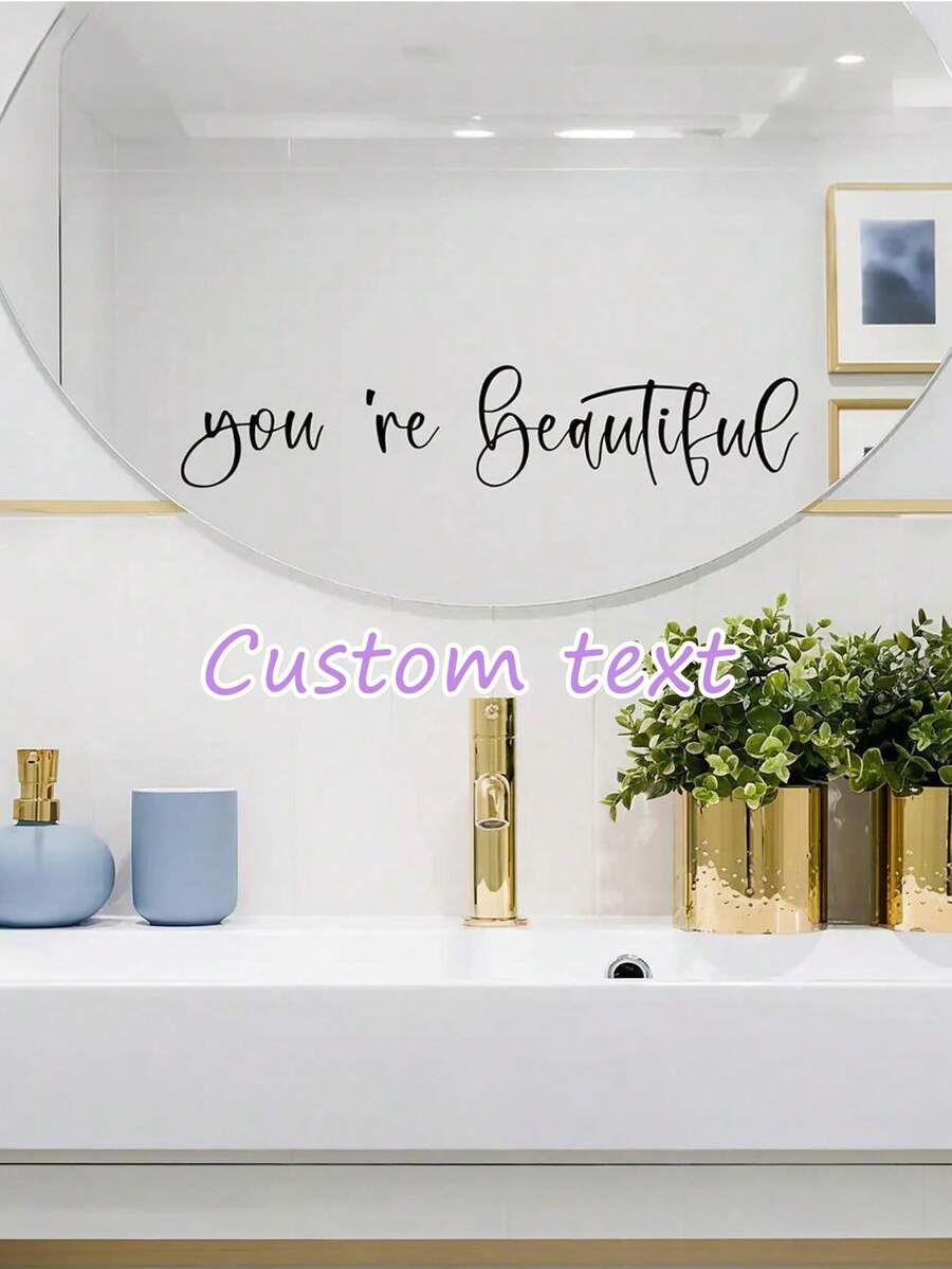 1pc Customizable Mirror Sticker - Self-Adhesive Decorative Window Decal, Suitable For Bedroom, Bathroom, Glass Surfaces, Easy To Install, One-Time Use, Bathroom Decor, Modern Decorative Accessory, Static Sticker Decor, Available In Multiple Colors: Black, White, Yellow, Gold, Pink, Red, Multicolor, Green, Etc.
