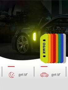 4 件装汽车门反光开启提示贴纸、汽车贴纸和贴花、车门开启反光警示贴纸、防刮装饰贴纸汽车保险杠胶带修理、3.6 英寸汽车警示贴花、夜视防撞保护条、车门开启警示反光贴纸夜间贴花夜光贴纸通用汽车装饰配件，适用于任何车辆，如汽车、SUV、摩托车、自行车等。 - 4 PCS - 查看 4