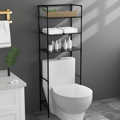 Storage Over Toilet,Spray Pipe Toilet Storage Rack, Space Saving, No Need To Drill Holes For Installation,For Behind Toilet Shelf,Bathroom Shelf Above Toilet, White