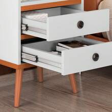 Mesa de Cabeceira Otto 2 Gav Lateral de Cama Quarto Pés Palito - Branco - Visão 7