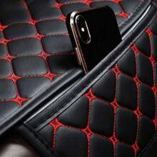 2 件通用菱形缝制皮革汽车座椅垫，舒适四季汽车座椅垫