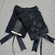 Bow Lace Headband. Japanese Soft Girl Lolita Headband, Lace Hairpin, Lolita Sweet Daily Versatile Headband, Bow Headdress. - 01.全黑 - 查看 2