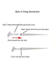 Piercing Taper Insertion Pins 14G 16G Taper Piercing Kits For Ear/Nose/Navel/Nipple/Lip/Eyebrow/Tongue/Tragus Helix Stretcher Body Piercing Stretching Kit Assistant Tools - Steel - View 4
