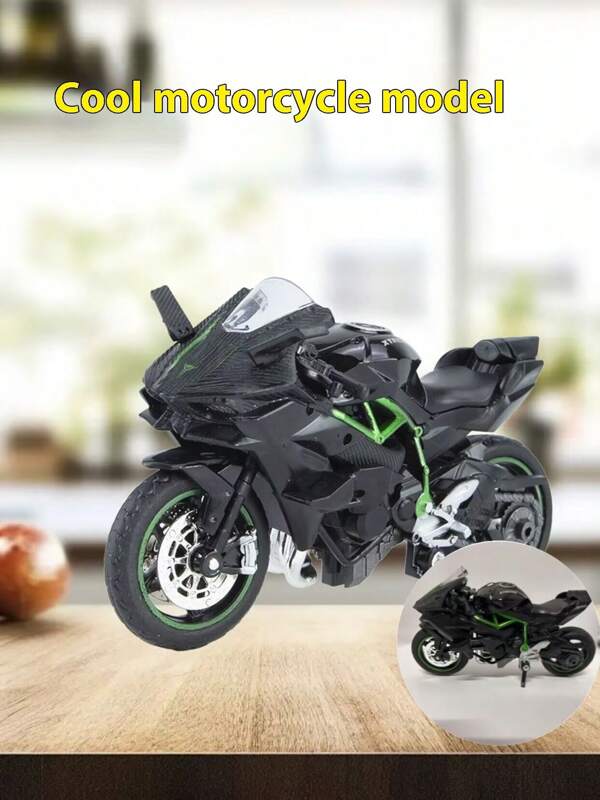 Modelo de motocicleta a escala 1:18 de aleación de zinc - Estructura de metal de alta calidad y duradera, operación manual, resistente a la intemperie, color rosa/negro, diseño realista, apto para colección/exhibición de niños, juego al aire libre, juguete de motocicleta, modelo coleccionable, apariencia deportiva, artesanía exquisita