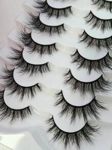 Ouye3 蓬松猫睫毛 7 对套装假睫毛条 睫毛，睫毛，睫毛，假睫毛 - 黑色 - 查看 3