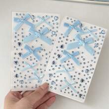 全新儿童卡通粘贴式雪纺蝴蝶结面料蝴蝶水钻装饰贴纸，可用于面部化妆和装饰明信片、卡片、书籍、学校用品、返校