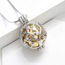 Lebensbaum Urnen-Kette für Asche von Mensch und Haustier, Cut Out Herz Aufbewahrungsurnen-Medaillon, Gedenk-Kremationsschmuck mit Mini-Kugel - Verschiedenfarbig - Übersicht 5