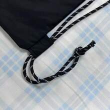 Aea Black Nylon Fabric Drawstring Gym Bag Backpack Tutorial School Bag.