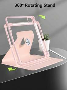 1个透明粉色360°旋转亚克力平板电脑支架，带笔槽，可调节支架，兼容iPad Mini 6/7、9.7、10.2、10.5、Air 4/5、第十代、10.9、Pro 11英寸、Air 11英寸 (M2)、Air 13英寸 (M2)、Pro 11英寸 (M4)、Pro 13英寸 (M4) 2024、12.9英寸、iPad Air 13英寸 (M3 2025)、iPad Air 11英寸 (M3 2025)、iPad (A16) 11英寸第十一代 2025，防震设计（不含平板电脑） - 粉色 - 查看 4