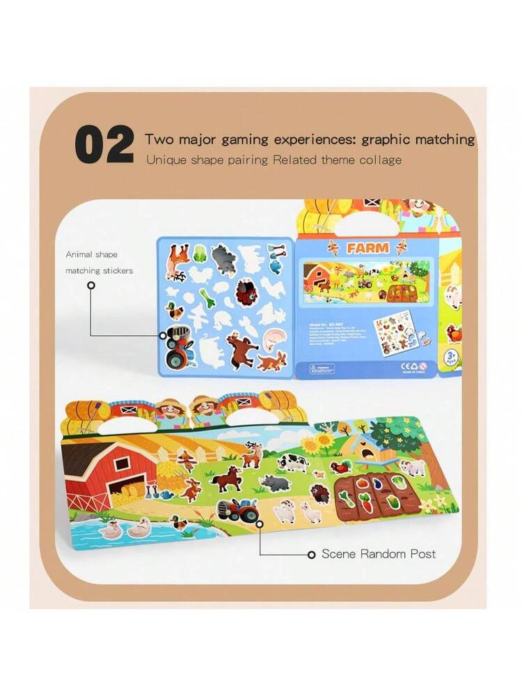 2 Libros De Pegatinas Reutilizables De Animales Marinos Y Terrestres, Juguetes De Viaje Para Niños De 2 Años En Adelante, Con Asa Y Nombres De Animales, Regalo Creativo