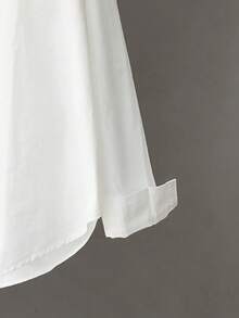 白色长款开衫衬衫，女士百搭外套 - 白色 - 查看 4