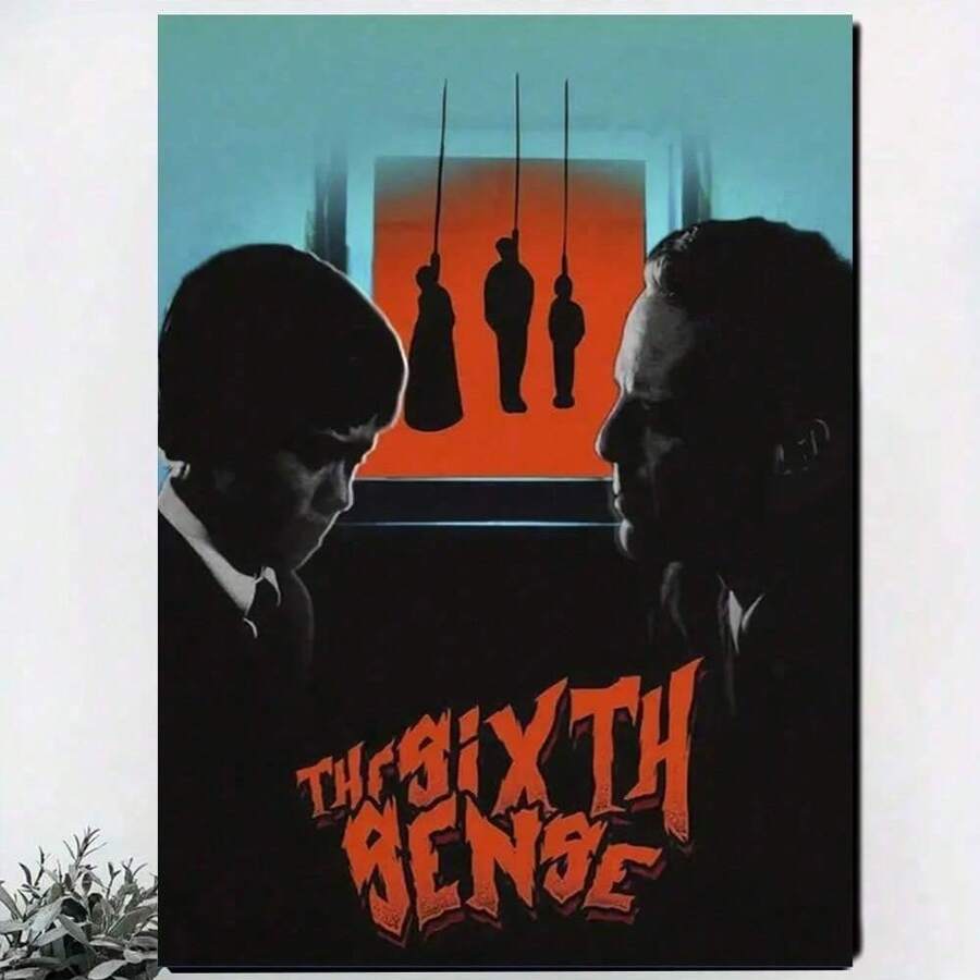 Framed The Sixth Sense Movie Poster Canvas Wall Art - Classic Horror Theme With Dramatic Red-Orange Hues, Perfect For Living Room & Bedroom Decor, Bedroom Wall Art | Dramatic Wall Art | Quality Print Art, Poster Wall Art, 2D Flat, Perfect For Room Decor Birthday Party Decor, Mother's Day New Year Easter Gift,  Home Living Room Office Wall Decor, Perfect Gift And Wall Decoration, Room Decor, Wall Art Decor, Wall Decor, Living Room.