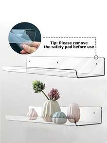 Floating Shelves, No Drilling Required, Wall Mounted Acrylic 30cm Picture Rail Kitchen Shelves, Wall Mounted Bookshelves, Stick-On Shelves, Bathroom Wall Shelves, Wall Panel Shelves For Kitchen, Bathroom