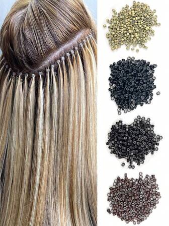 200/500/1000Pcs 5mm Beads For Hair Silicone Hair Tinsel Beads Micro Rings For Hair Extensions Micro Beads For Extensions Feather Hair Extensions Tools