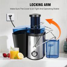Vandise 1000W Electric Juicer Machine, 65mm Extra Wide Feed Chute For Fruits, Vegetables & Citrus, 2-Speed Centrifugal Juice Extractor, 500ML Capacity With Stainless Steel Sieve For Fruit, Vegetable - 銀色 - 查看 6