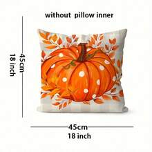 4pcs Festive Autumn Thanks Giving Harvest Pumpkin Pillow Covers, Room Decor, Suitable For Living Room And Bedroom, Comfortable Seasonal Cushion Covers, Bright Pumpkin Maple Leaf Pattern Design, Suitable For Home To Create A Festive Atmosphere, Fall Decor, Is Gift For Family, Friends And Colleagues, Single-Sided Printing, 18x18inches, Does Not Include Pillow,Christmas Decoration