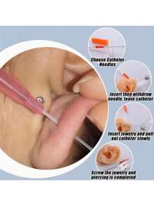 6Pcs/Sets Belly Button Piercing Kit,Piercing Needle Navel Piercing Kit Belly Button Ring 14 Gauge Piercing Needle - Orange - View 7