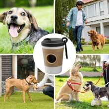 Pet Trash Bag Dispenser, Cat Dog Portable Poop Bag Holder, Creative Coffee Cup Waste Bag Dispenser For Dogs Cats, Outdoor Dog Walking Pickup Device With Rotatable Detachable Design, Equipped With Sturdy Metal Clip, Fun Pet Cleaning Accessory Featuring Humorous Slogans, Multi-Purpose Cat & Dog Hanger, Perfect Holiday/Birthday Gift