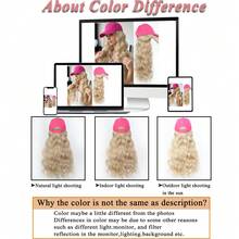 Bright Pink Baseball Cap With Attached Long Curly Wig, Synthetic Fiber Wig, Adjustable Hat For Women - Multicolor - View 8