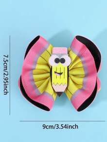 2 件装女童开学蝴蝶结发夹，铅笔装饰黄色聚酯纤维头饰，适合青少年新学期发饰发饰 - 彩色 - 查看 6