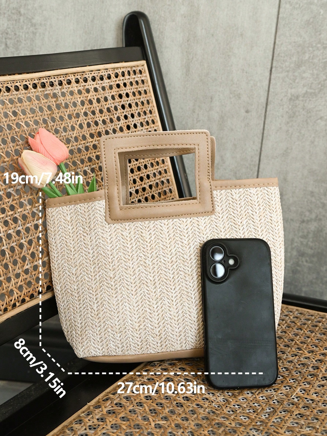 حقيبة منسوجة على الطراز الأوروبي الجديد، حقيبة قش...