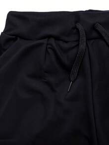 Children's Bermuda Shorts, Sweatshirt, Youth Day-To-Day Shorts For Children, Boys, Printed, Drawstring With Elastic - 黑色 - 查看 3
