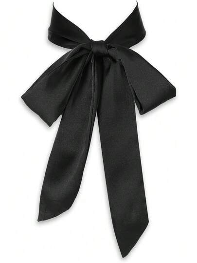 Bow Ties Women And Girls, Self-Tie Black Bowtie Adjustable Satin Ribbon Bow Tie School Uniform Shirt Party Wedding Cosplay