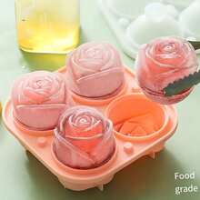 (Limited Time Offer) 1pc Baking Mold, Cake/Chocolate/Jelly/Pudding Mold With 4 Cavities, Rose Flower Ice Cube Tray With Lid, Silicone Ice Cube Tray, Suitable For Birthday Party, Gifts, Beverages, Coffee, Cocktails, Whiskey, Handmade Soap. Ice Cube Tray Can Make Soft Ice Cubes. - Multicolor - View 7
