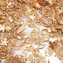 20/30/50/100入組批發手工飾品製作吊墜，隨機混合金色KC黃合金吊墜裝飾，適用於項鍊手鍊製作和手工藝品供應