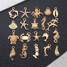20/30/50/100入組批發手工飾品製作吊墜，隨機混合金色KC黃合金吊墜裝飾，適用於項鍊手鍊製作和手工藝品供應