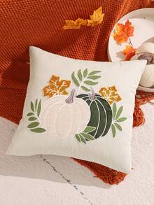 Dekorativer Überwurf-Kissenbezug für den Herbst, Kürbis-Stickerei, Cord-Streifen, Erntesaison Thanksgiving Wohnzimmer Schlafzimmer Sofa Party Dekoration, Halloween