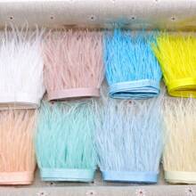 1米/39.37英寸人造羽毛饰边DIY婚纱羽毛丝带工艺品手工缝制流苏服装配饰8-10厘米