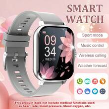 Smart Watch, kabelloses Telefonieren/Wählen, Multi-Sport-Modus, Anruferinnerung und -ablehnung, SMS-Erinnerung, benutzerdefiniertes Hintergrundbild, für iOS/Android