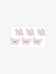 1 件简约艺术红色蝴蝶图案临时纹身，防水防汗，持续 1-3 天，适合女性，可贴于锁骨或手腕