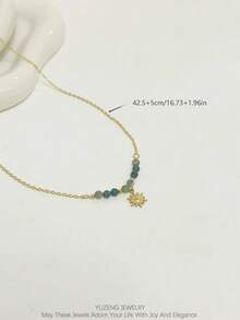 YUZENG 1 Chiếc Dây Chuyền Mạ Vàng 14k Thời Trang Cao Cấp, Mặt Dây Chuyền Cỏ Bốn Lá, Đá Quý Tự Nhiên Hoa Bốn Lá May Mắn, Ánh Sáng Rực Rỡ, Phong Cách Bohemian Mix And Match, Tạo Vẻ Cổ Điển, Thanh Lịch - Vàng - Xem 5