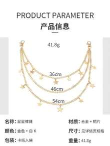 European And American Accessories Halloween, Punk Style, Metal Personality, Three-Layer Spider Web Pants Chain - Golden Three-layer Hanging Five Stars - View 3