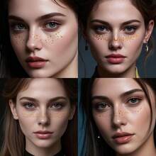 12pcs Gold Freckles Temporary Face Tattoos, Sparkle Makeup Patches, Waterproof Glow Up Face Glitter Speckles Cosmetic Stickers For Women Festival Carnival Party Dancing Makeup