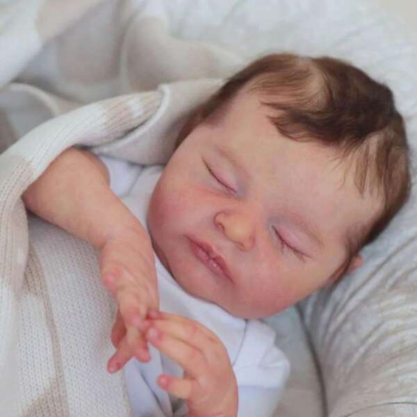 50cm schlafendes Reborn Baby weiches Vinyl Mädchen Kunstpuppe mit 3D-Malerei Haut und sichtbaren Adern, 20 Zoll lebendiges schlafendes Neugeborenen Baby lebensechtes Kinderweihnachtsgeschenk