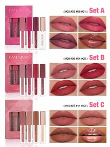 HANDAIYAN 4pcs Matte Lipstick Set, Small Square Tube Design, Moisturizing Formula, Non-Stick, Waterproof, Gift Box Packaging, Suitable For Halloween, Christmas, Autumn And Winter. Perfect For Campus, Daily Makeup, School Dances, Festivals, Decoration And Cosplay. Variety Of Charming Colors To Create Attractive Makeup.