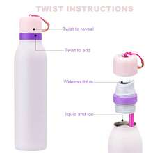 Owalaa Pinkish Purple Water Bottle 24oz,710ml,With Straw,Suitable For Carrying Out,Heat Preservation Time More Than 24 Hours,Cold And Hot Water Can Be Insulated,Can Make Coffee,Frozen Drinks,Suitable For Camping,Work,Indoor And Outdoor Use - 淡紫色 - 查看 2