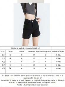 2025 nuevos pantalones cortos vaqueros femeninos bolsillo negro de doble hebilla casual con todas las comodidades que usan las chicas calientes - Negro - Ver 4