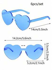 1/2/4/8/10只装心形派对眼镜，时尚心形眼镜，派对眼镜，沙滩配饰，适合婚礼、生日派对、旅行、新娘送礼会、单身派对、婚礼、伴娘礼物 - 藍色 - 查看 4